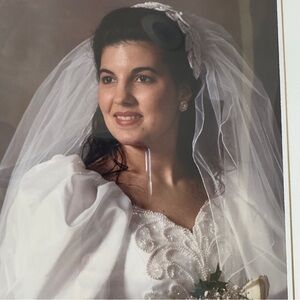 Bridal Veil Vintage With Beaded Headband and Tulle Blusher